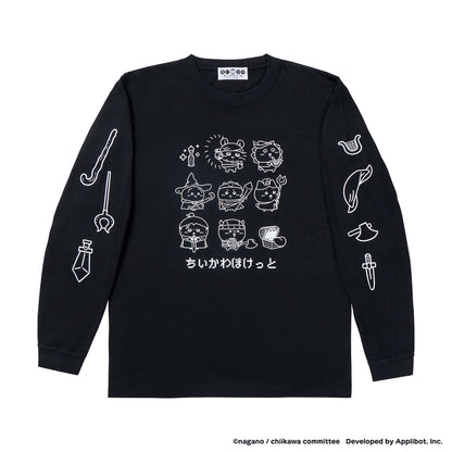 ちいかわぽけっと ファンタジーなL/S Tシャツ ブラック（フリーサイズ）