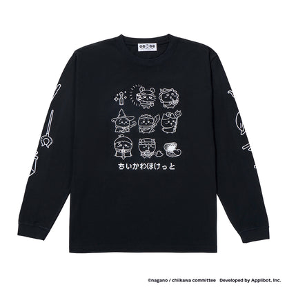 ちいかわぽけっと ファンタジーなL/S Tシャツ ブラック（フリーサイズ）